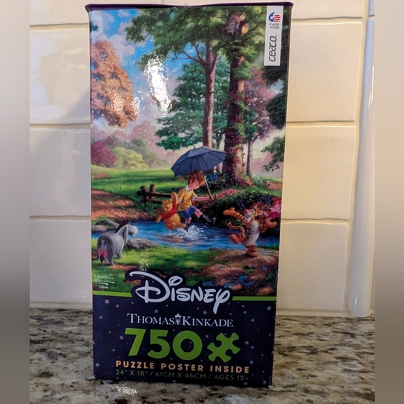 Thomas Kinkade Disney Winnie the Pooh 1 Jigsaw Puzzle 750 Pieces Complete Poster - Picture 2 of 5